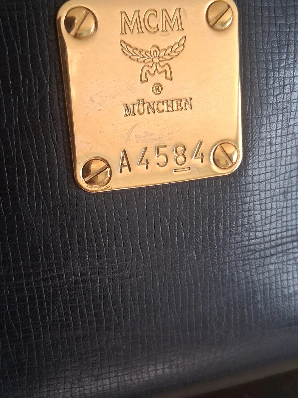 💯Authentic..  MCM Black Leather Crossbody Bag with Gold Hardware